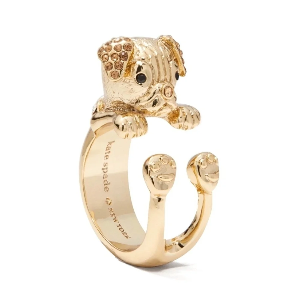 NWT Kate Spade New York Gold Puppy Wrap Ring Size 7